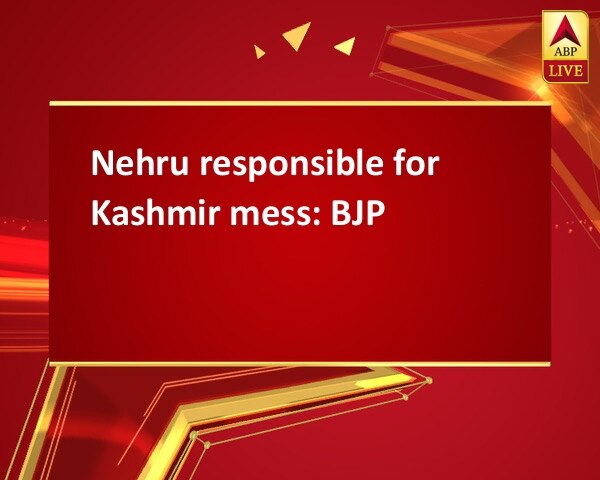 Nehru responsible for Kashmir mess: BJP Nehru responsible for Kashmir mess: BJP