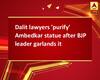 Dalit lawyers \'purify\' Ambedkar statue after BJP leader garlands it