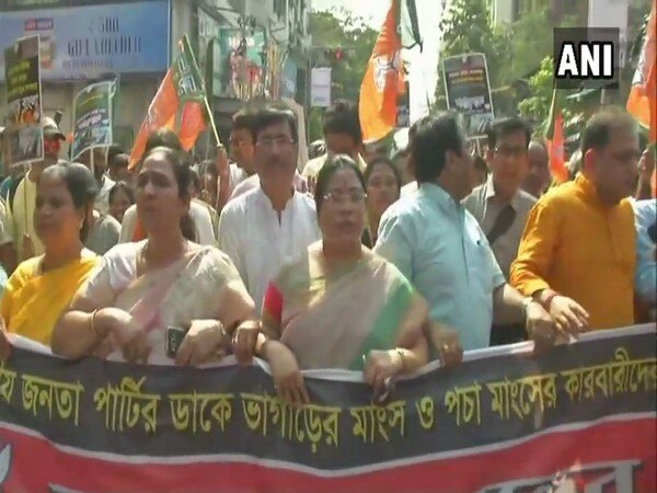 Kolkata: BJP protests over rotten meat sale Kolkata: BJP protests over rotten meat sale