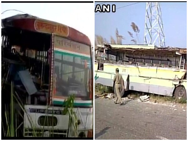 Uttar Pradesh: 2 killed, over 18 injured in bus collision in Sambhal Uttar Pradesh: 2 killed, over 18 injured in bus collision in Sambhal