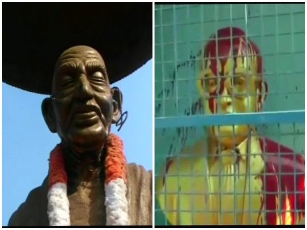 One arrested for damaging Gandhi's statue One arrested for damaging Gandhi's statue