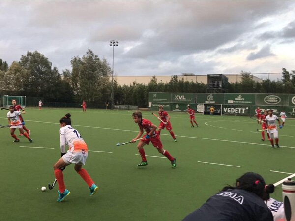 Indian eves play out 2-2 draw against Belgium junior men's team  Indian eves play out 2-2 draw against Belgium junior men's team