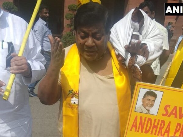 Demanding special status, TDP MPs protest in Parl. Demanding special status, TDP MPs protest in Parl.