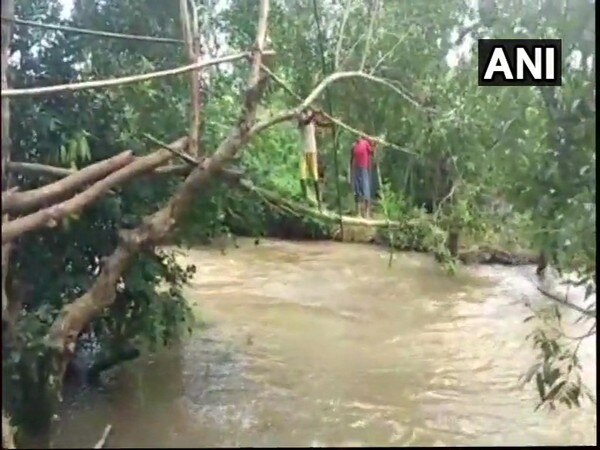 Odisha: Bamboo pole turns into makeshift bridge for locals Odisha: Bamboo pole turns into makeshift bridge for locals