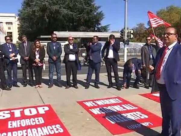 PoK activists hold anti-Pak protests in front of UN in Geneva PoK activists hold anti-Pak protests in front of UN in Geneva