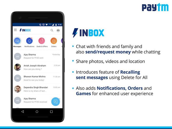 Paytm unveils 'Inbox' messaging platform for Android Paytm unveils 'Inbox' messaging platform for Android