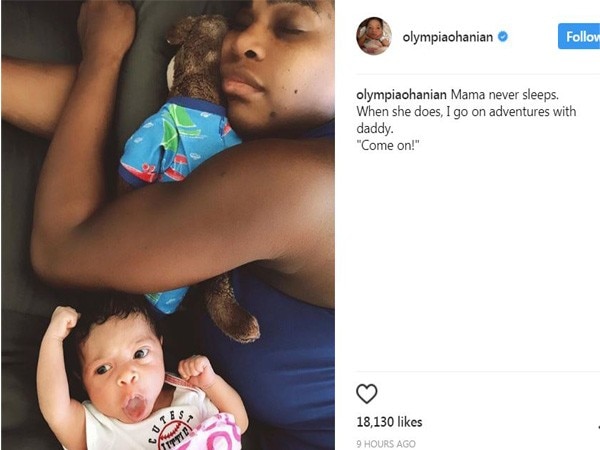 3-week-old Alexis shares adorable snap of mom Serena napping 3-week-old Alexis shares adorable snap of mom Serena napping