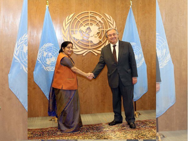 Sushma meet UN Secretary-General Antonio Guterres, discusses issues of mutual interest Sushma meet UN Secretary-General Antonio Guterres, discusses issues of mutual interest