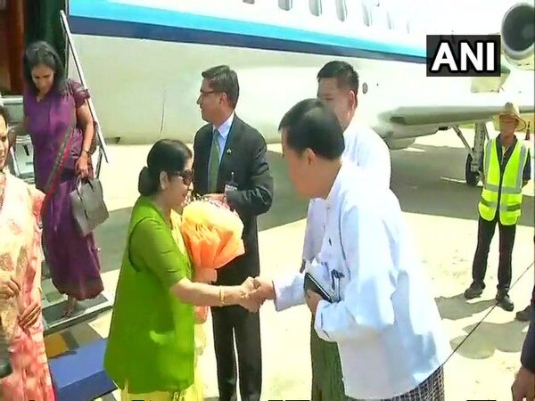 Sushma Swaraj reaches Myanmar Sushma Swaraj reaches Myanmar