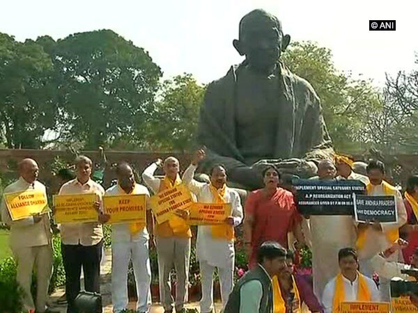 Budget session: TDP protests for special status to AP Budget session: TDP protests for special status to AP