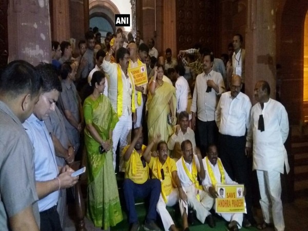 Special status: Ousted from LS Speaker's office, TDP continues protest Special status: Ousted from LS Speaker's office, TDP continues protest