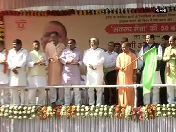 UP CM Adityanath flags off 50 'Sankalp Seva' buses in Lucknow UP CM Adityanath flags off 50 'Sankalp Seva' buses in Lucknow