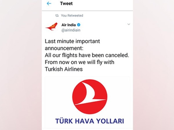 Official Twitter account of Air India hacked Official Twitter account of Air India hacked