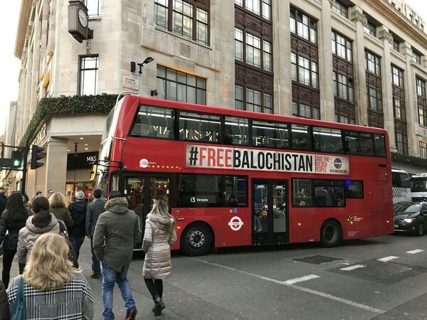 London Buses carry Free Balochistan campaign
