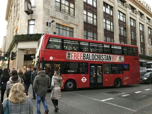 London Buses carry Free Balochistan campaign London Buses carry Free Balochistan campaign