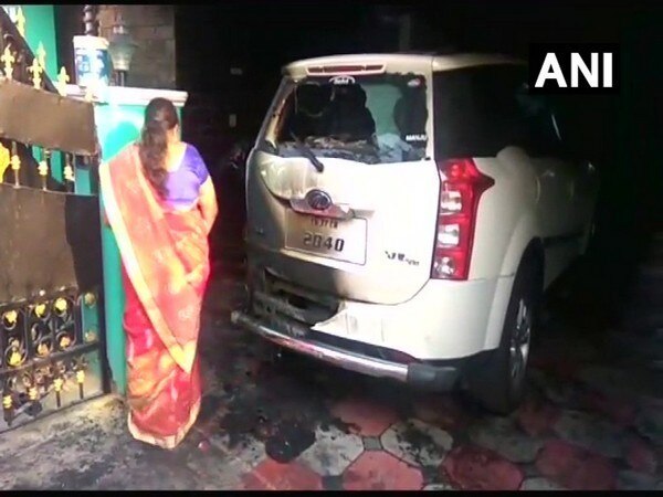 Petrol bomb hurled at BJP district secy's car Petrol bomb hurled at BJP district secy's car