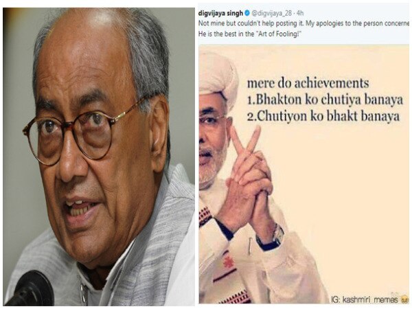 Digvijaya Singh posts abusive meme against PM Modi Digvijaya Singh posts abusive meme against PM Modi