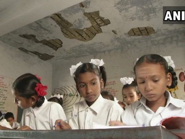 Karnataka: Government school students forced to study in damaged classrooms