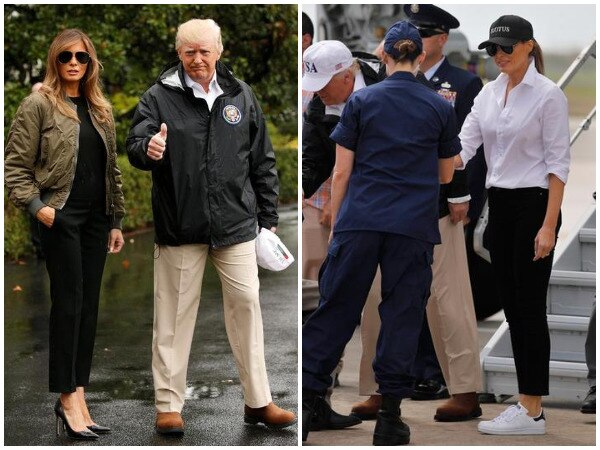 Melania Trump trolled for her footwear choice as she travelled to Texas Melania Trump trolled for her footwear choice as she travelled to Texas