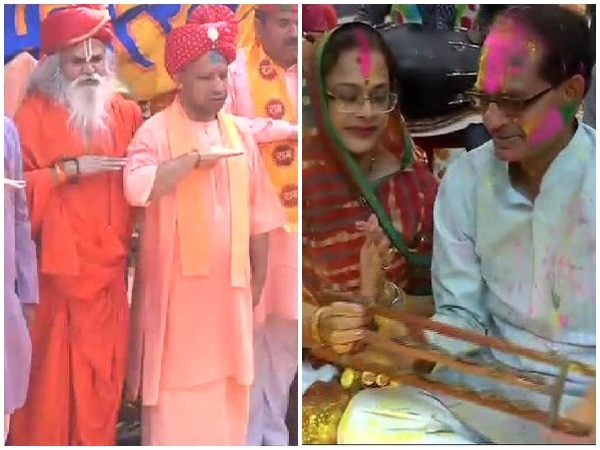 UP, MP CM celebrate Holi with fervour UP, MP CM celebrate Holi with fervour