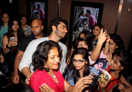 Actor Arjun Kapoor interact with children on special screening of  film 'Ki & Ka