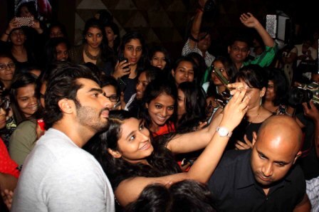 Actor Arjun Kapoor interact with children on special screening of  film 'Ki & Ka