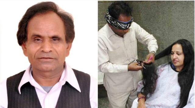 This 'blindfolded' hair stylist holds 4 Limca Book of Records; eyes Guinness record This 'blindfolded' hair stylist holds 4 Limca Book of Records; eyes Guinness record