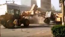 Video: Watch when bulldozers battle over construction contracts in China