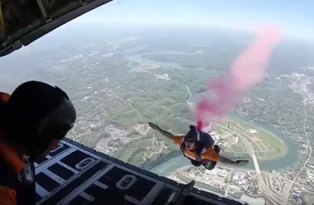 WOW! Watch US Navy seals crazy parachute jump into football stadium