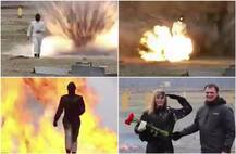 Viral video: Female soldier walks through bomb field unharmed