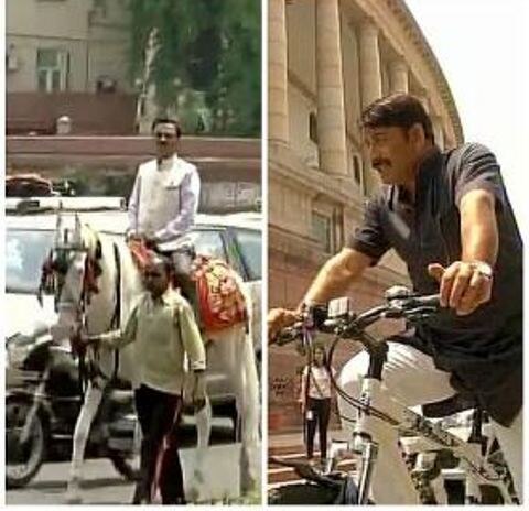 Cycle, horse the new modes of transport to India's Parliament Cycle, horse the new modes of transport to India's Parliament