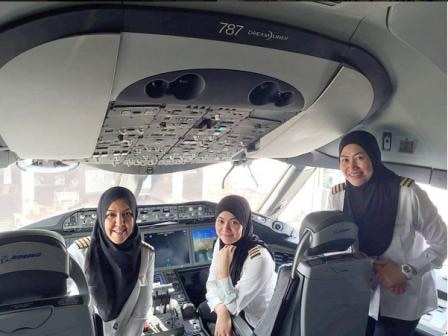 Saudi Arabia where women are not allowed to drive, Royal Brunei Airlines' first all-female pilot crew lands plane Saudi Arabia where women are not allowed to drive, Royal Brunei Airlines' first all-female pilot crew lands plane