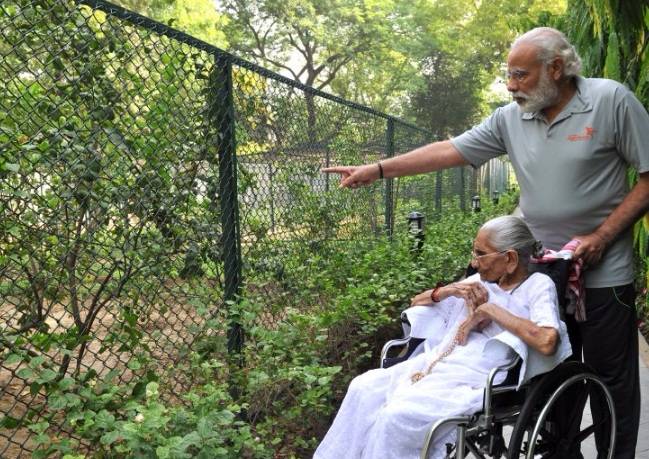PM Modi spends quality time with mother in Delhi