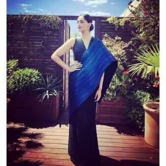 Sonam Kapoor turned up the heat by going ethnic at the press conference for the 69th Cannes film Festival.