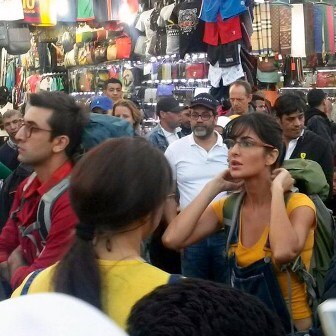 Katrina and Ranbir shoot for their upcoming movie together.