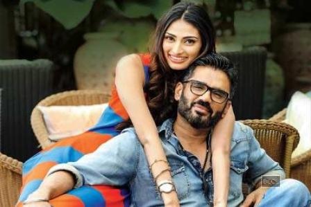 Suneil Shetty with Athiya Shetty. Athiya recently made her debut opposite Sooraj Pancholi in 'Hero'.
