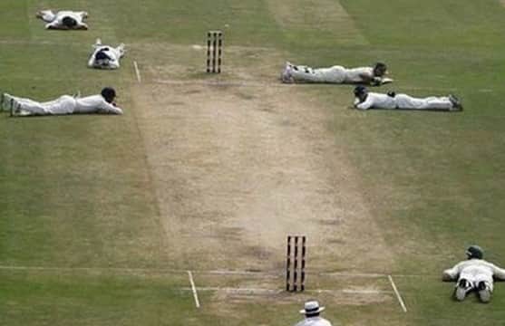 Yoga session on cricket ground