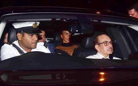 Industralist Adi Godrej along with his wife Parmeshwar Godrej arrive for the dinner.