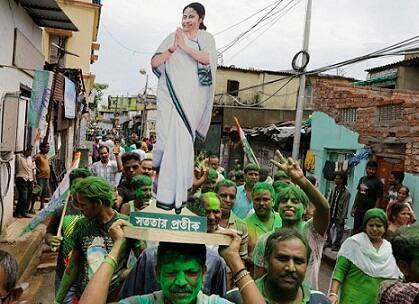 “We want to thank the people of Bengal. They are the biggest pillar of democracy. We have fought this election alone. The Opposition was united against us. People have given us a huge victory. The Trinamool won 184 seats in 2011 in alliance', said Mamta. Trinamool Congress party supporters celebrate after winning the West Bengal state assembly election in Kolkata on May 19, 2016. (AP Photo/ Bikas Das)