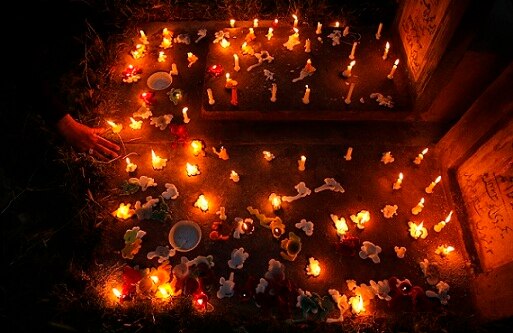 Graves Illuminated With Lights On The Eve Of Shab-E-Barat