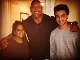 Salman'sis Arpita meets Dwayne Johnson, courtesy PC  Salman'sis Arpita meets Dwayne Johnson, courtesy PC