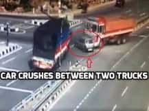 Bone chilling video: Car crashed between two trucks, 5 dead