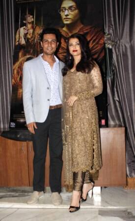 Aishwarya and Randeep. the leads of the movie at the party.