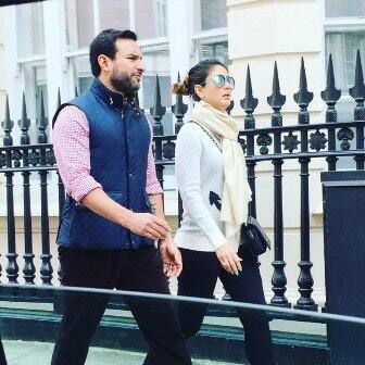 The couple were snapped, taking a walk