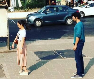Shraddha and Aditya on sets of the movie.