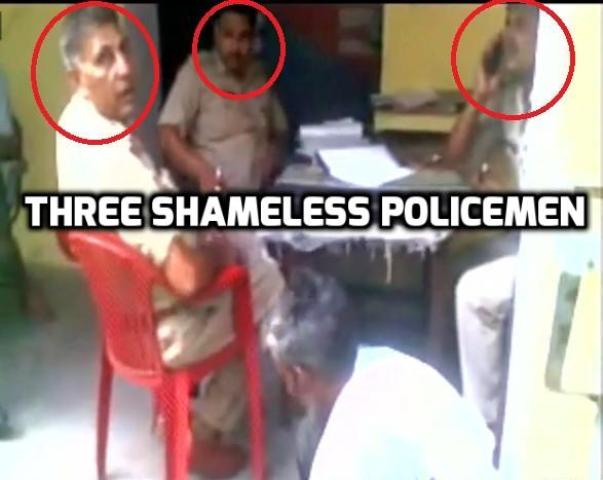 WATCH: Complainant shine shoes of cops at the police station in Muzaffarnagar