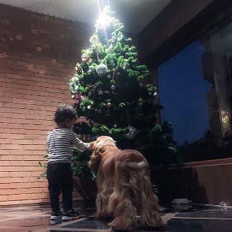 Riaan with the family's dog, Flash.