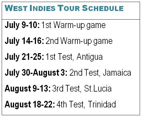 BCCI announces schedule of India's 49-day tour of West Indies