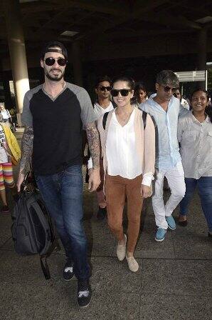 Sunny Leone at the airport, leaving for Italy with Husband.