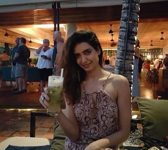 She is seen having a lovely sundowner. 